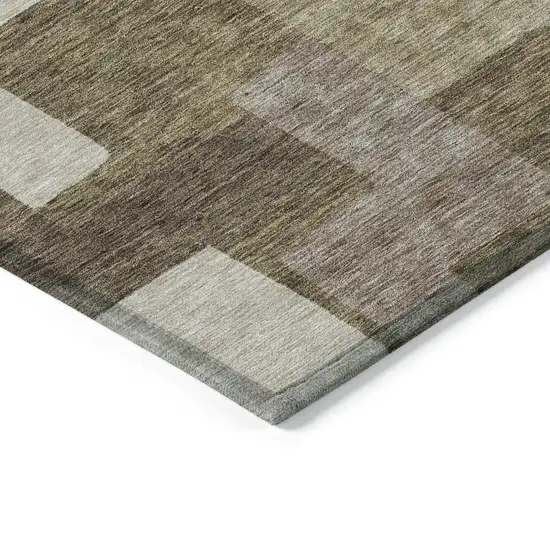 Brown And Beige Abstract Washable Indoor Outdoor Area Rug Photo 2