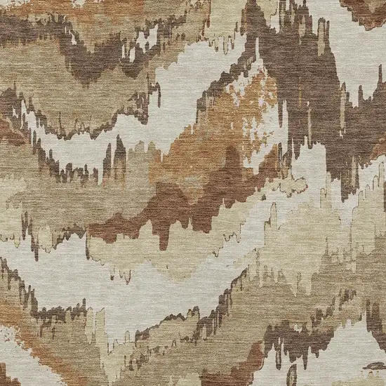 Brown And Beige Abstract Washable Indoor Outdoor Area Rug Photo 6