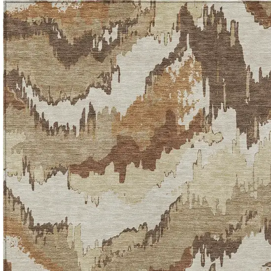 Brown And Beige Abstract Washable Indoor Outdoor Area Rug Photo 6