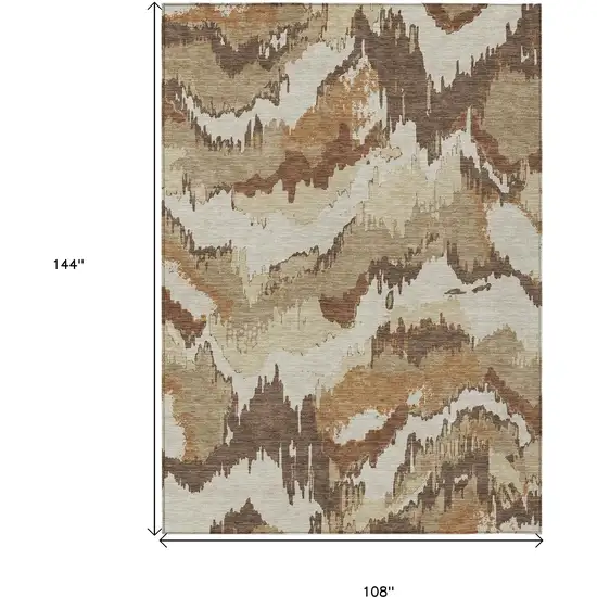 Brown And Beige Abstract Washable Indoor Outdoor Area Rug Photo 3