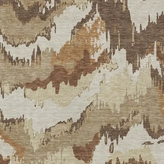 Brown And Beige Abstract Washable Indoor Outdoor Area Rug Photo 6