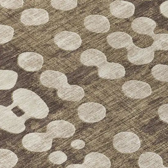 Brown And Beige Abstract Washable Indoor Outdoor Area Rug Photo 8
