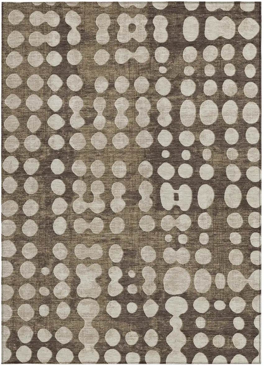Brown And Beige Abstract Washable Indoor Outdoor Area Rug Photo 7