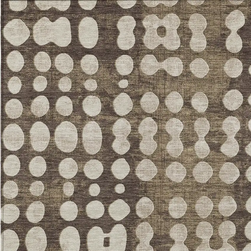 Brown And Beige Abstract Washable Indoor Outdoor Area Rug Photo 6