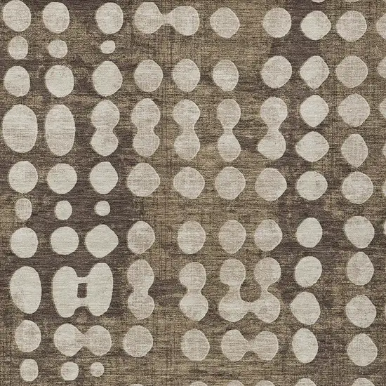 Brown And Beige Abstract Washable Indoor Outdoor Area Rug Photo 6