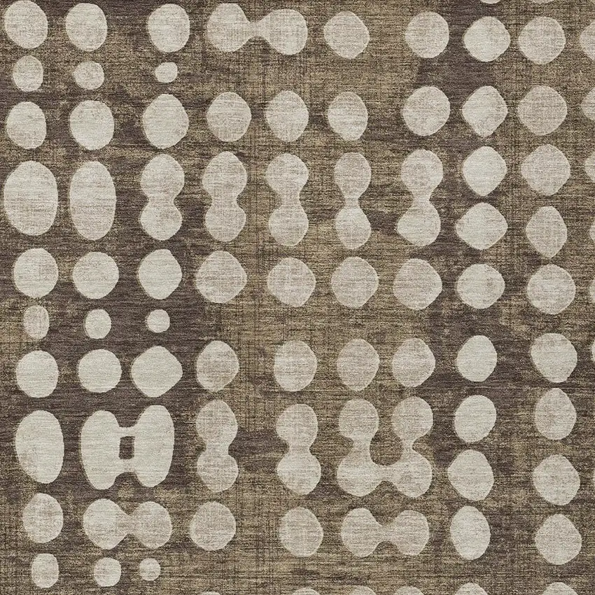 Brown And Beige Abstract Washable Indoor Outdoor Area Rug Photo 6