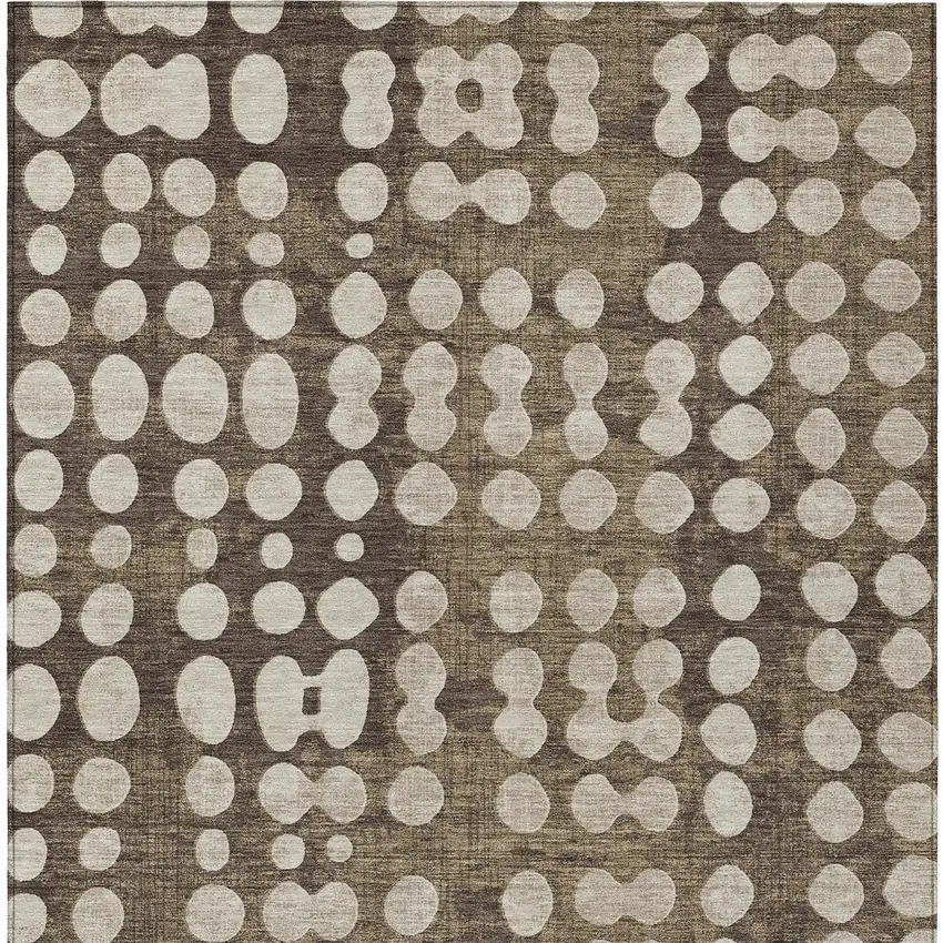 Brown And Beige Abstract Washable Indoor Outdoor Area Rug Photo 7