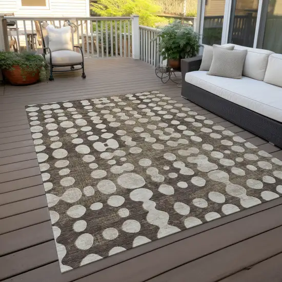 Brown And Beige Abstract Washable Indoor Outdoor Area Rug Photo 8
