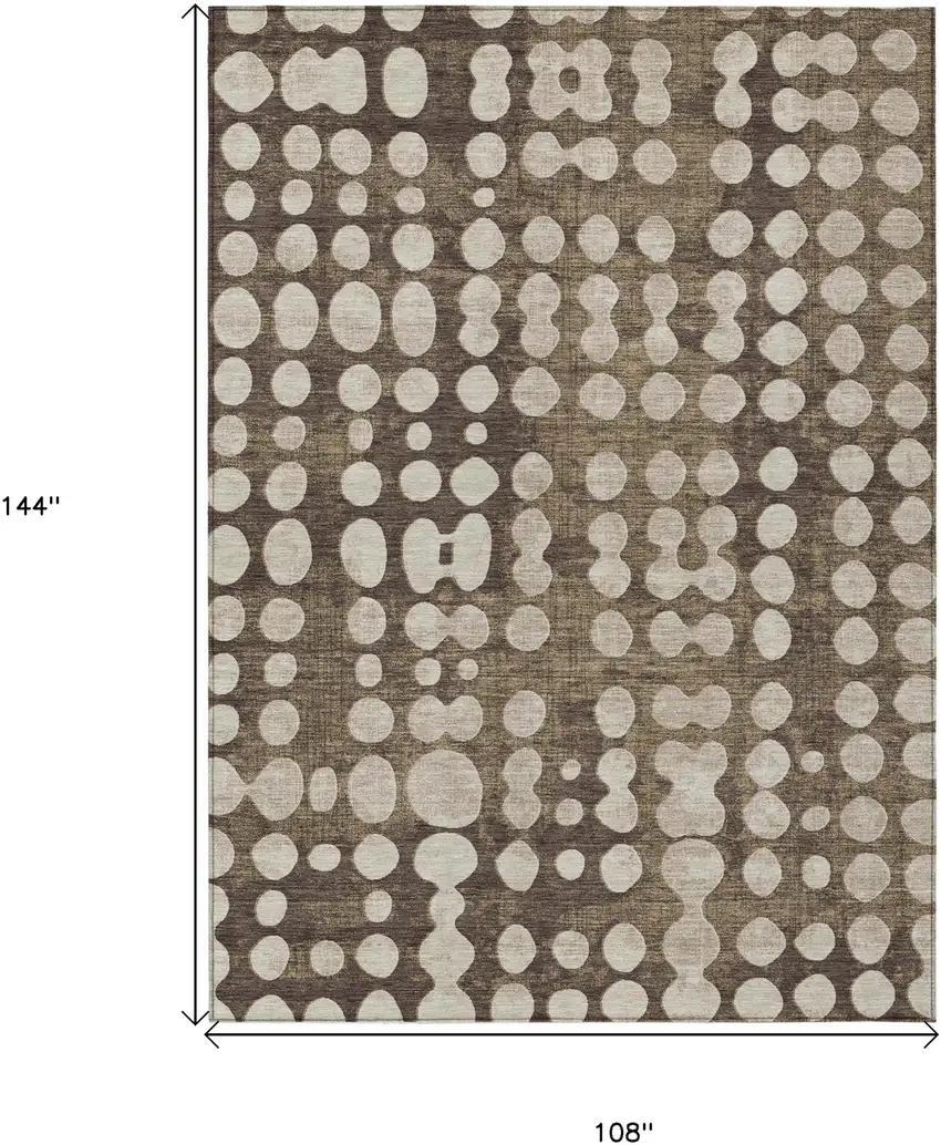 Brown And Beige Abstract Washable Indoor Outdoor Area Rug Photo 3