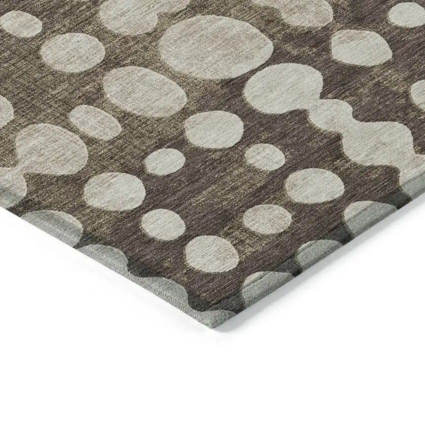 Brown And Beige Abstract Washable Indoor Outdoor Area Rug Photo 5