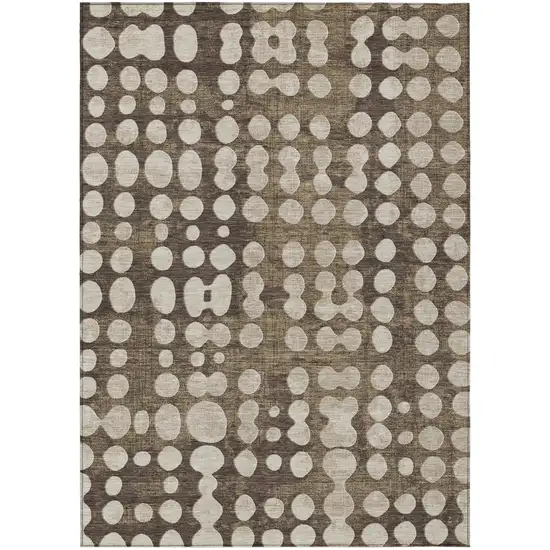 Brown And Beige Abstract Washable Indoor Outdoor Area Rug Photo 2