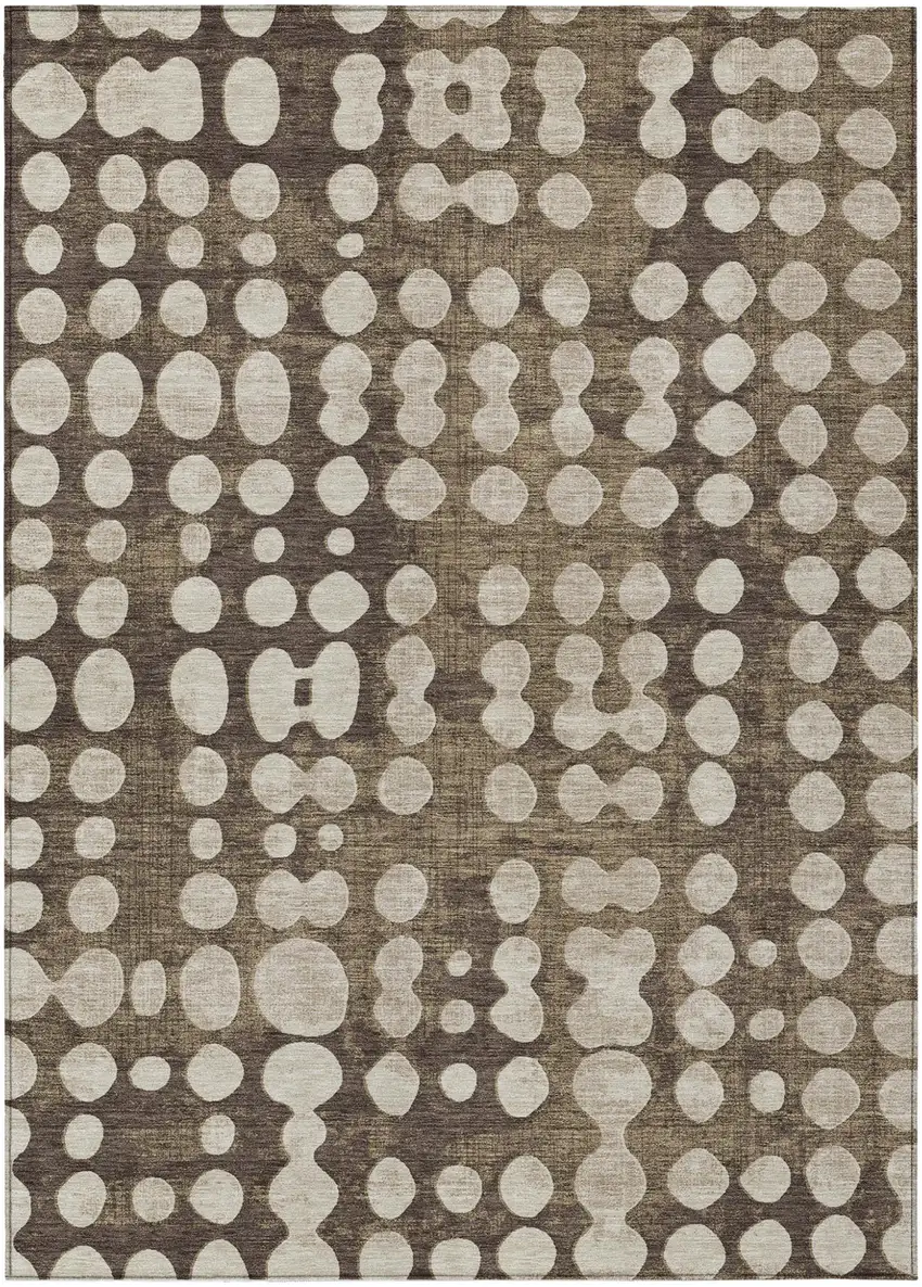 Brown And Beige Abstract Washable Indoor Outdoor Area Rug Photo 2