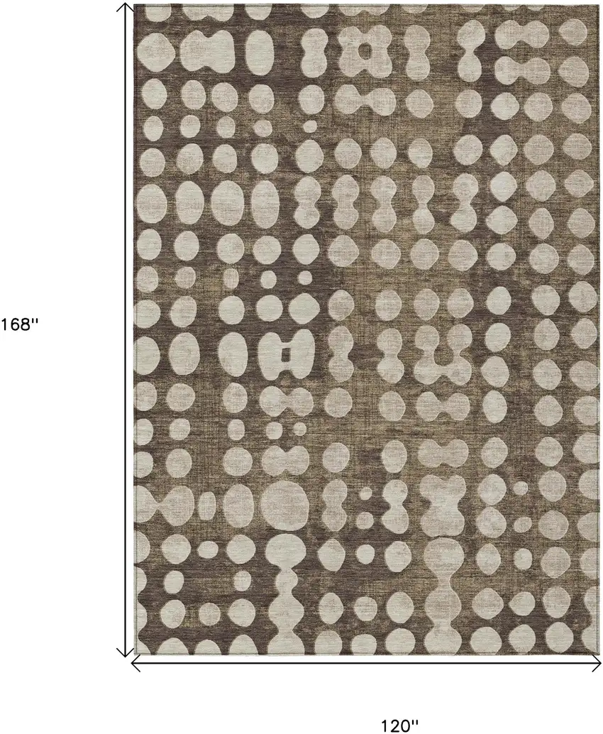 Brown And Beige Abstract Washable Indoor Outdoor Area Rug Photo 3