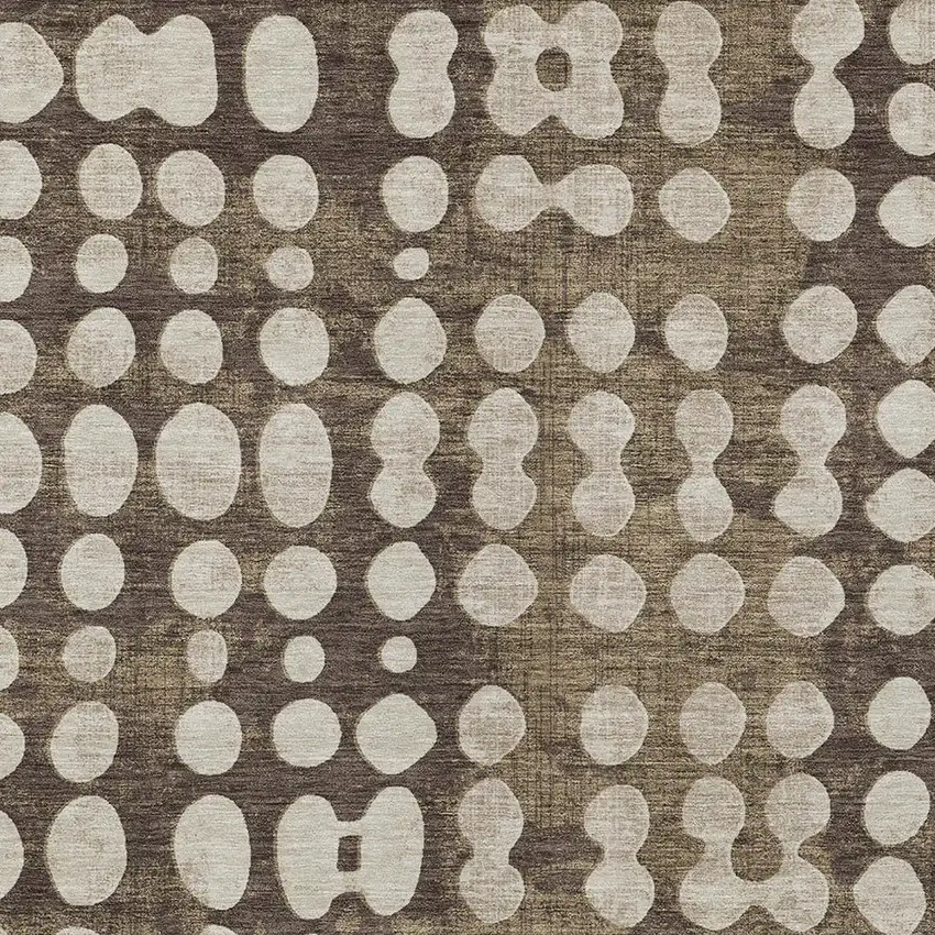Brown And Beige Abstract Washable Indoor Outdoor Area Rug Photo 6