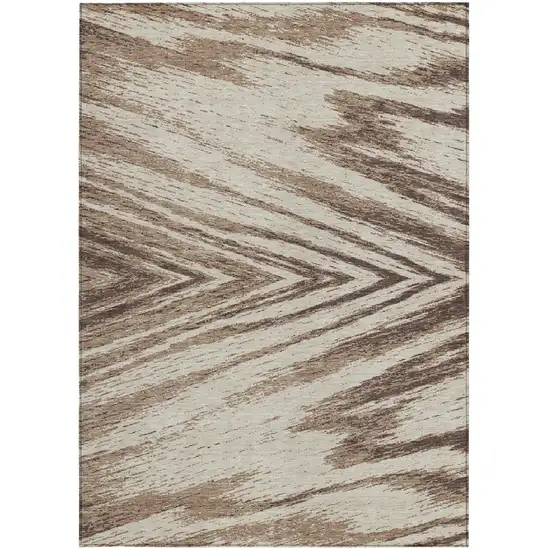 Brown And Beige Abstract Washable Indoor Outdoor Area Rug Photo 6