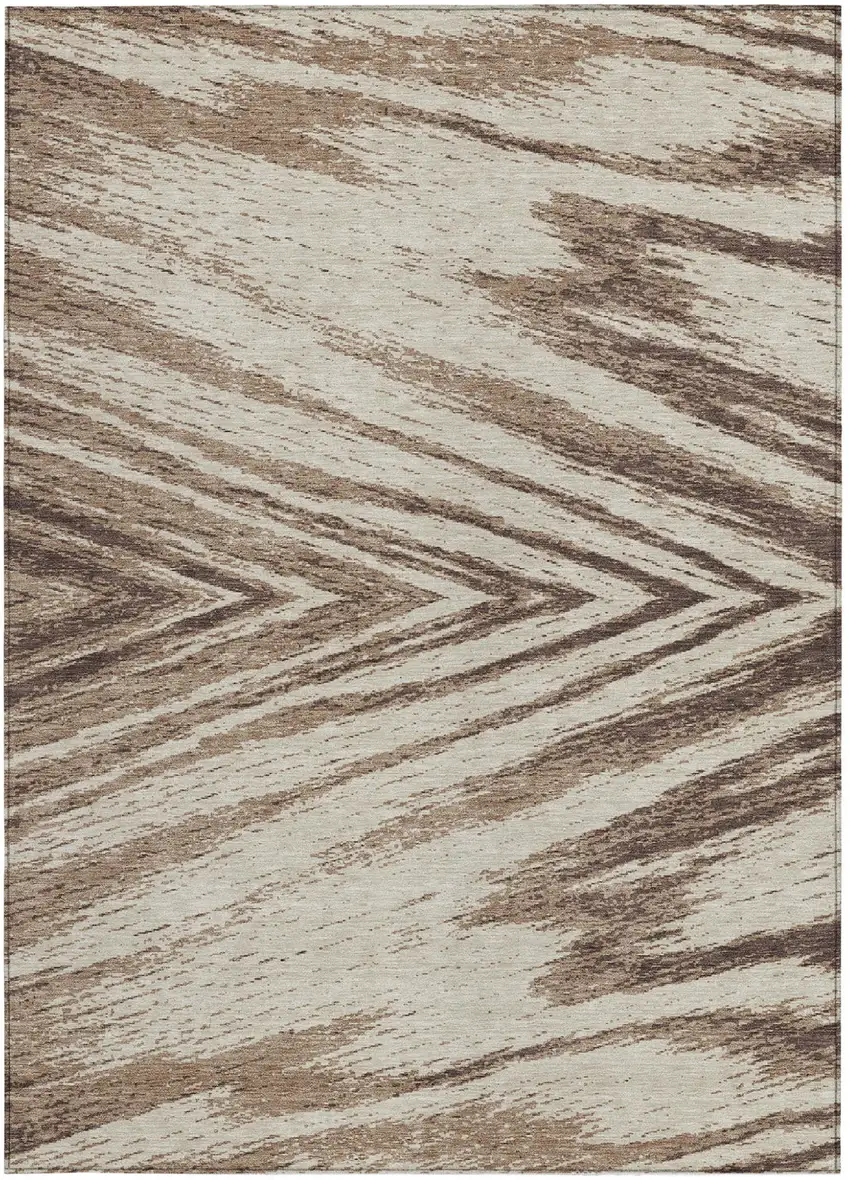 Brown And Beige Abstract Washable Indoor Outdoor Area Rug Photo 6