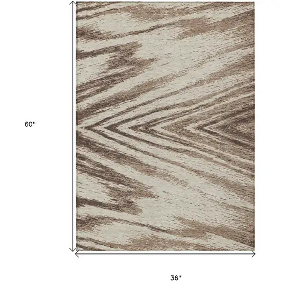 Brown And Beige Abstract Washable Indoor Outdoor Area Rug Photo 3