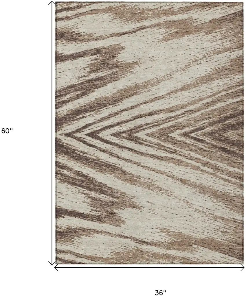 Brown And Beige Abstract Washable Indoor Outdoor Area Rug Photo 3