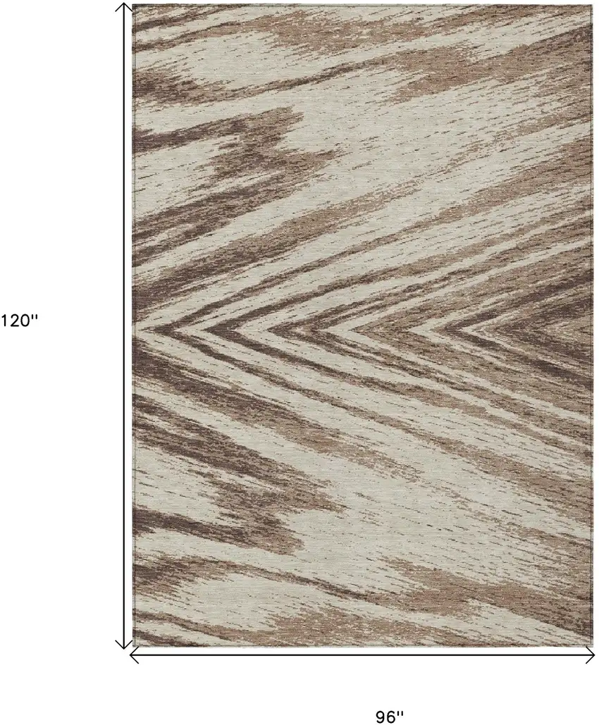 Brown And Beige Abstract Washable Indoor Outdoor Area Rug Photo 3