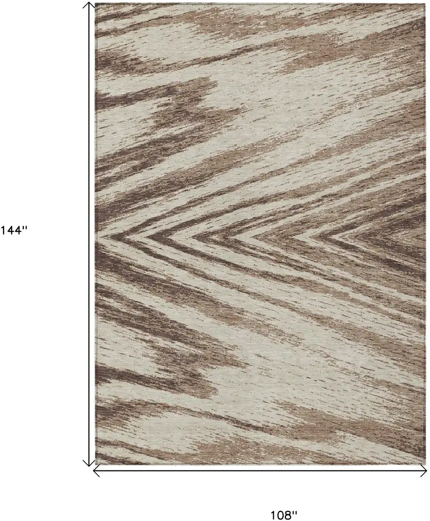 Brown And Beige Abstract Washable Indoor Outdoor Area Rug Photo 3
