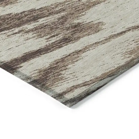 Brown And Beige Abstract Washable Indoor Outdoor Area Rug Photo 5