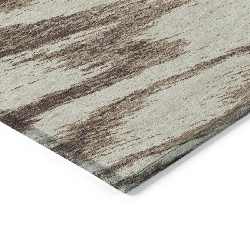 Brown And Beige Abstract Washable Indoor Outdoor Area Rug Photo 5