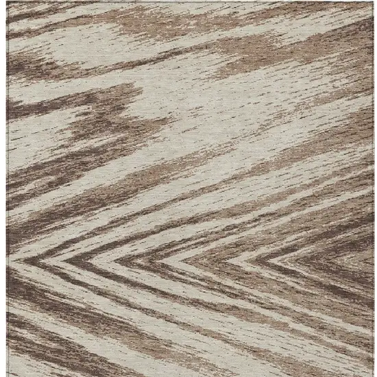 Brown And Beige Abstract Washable Indoor Outdoor Area Rug Photo 7
