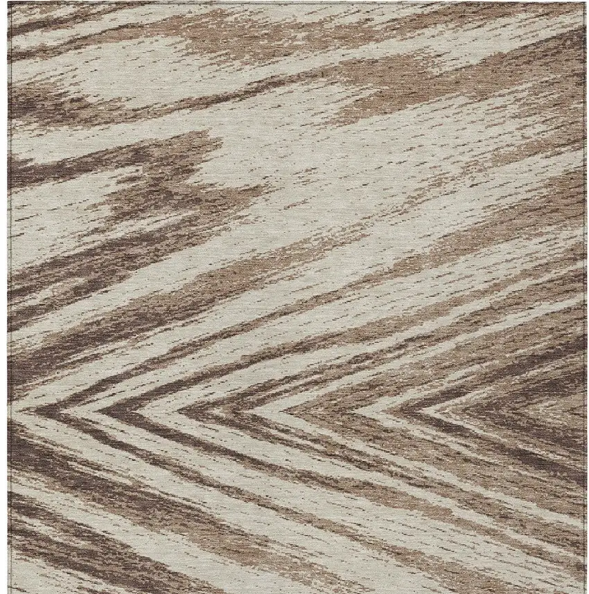 Brown And Beige Abstract Washable Indoor Outdoor Area Rug Photo 7