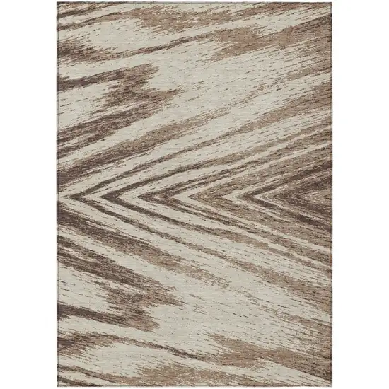 Brown And Beige Abstract Washable Indoor Outdoor Area Rug Photo 2