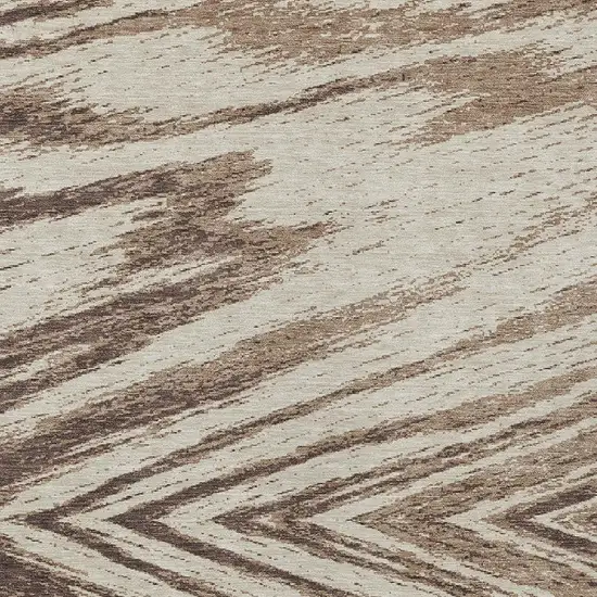 Brown And Beige Abstract Washable Indoor Outdoor Area Rug Photo 6