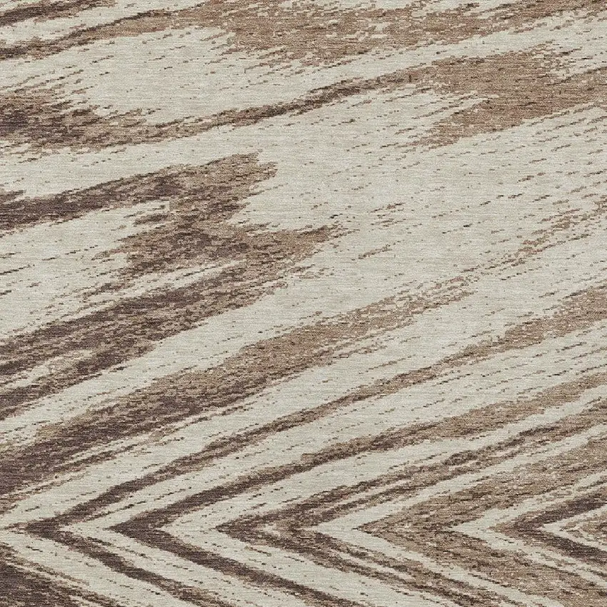 Brown And Beige Abstract Washable Indoor Outdoor Area Rug Photo 6