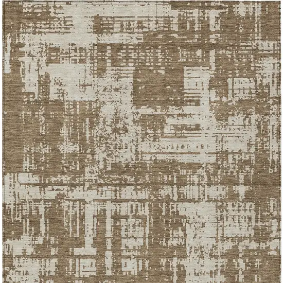 Brown And Beige Abstract Washable Indoor Outdoor Area Rug Photo 6