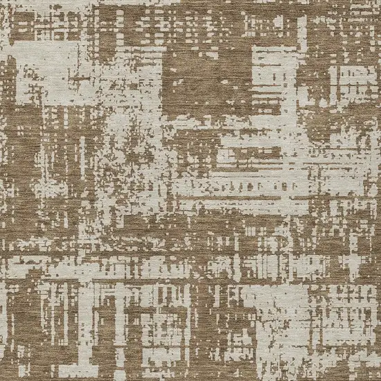 Brown And Beige Abstract Washable Indoor Outdoor Area Rug Photo 6