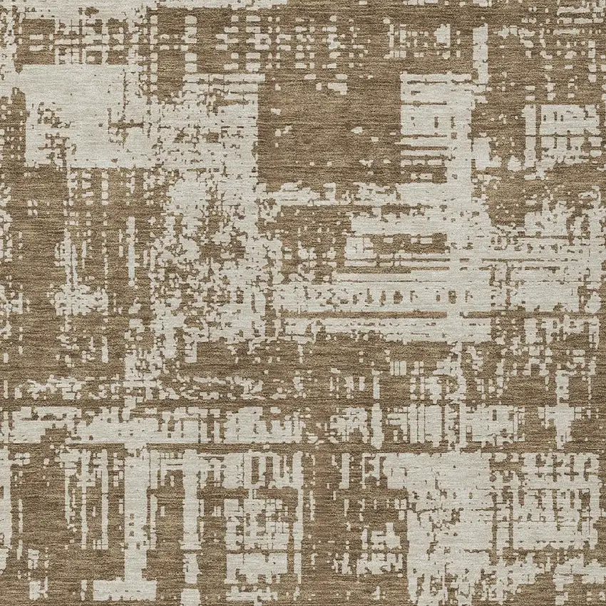 Brown And Beige Abstract Washable Indoor Outdoor Area Rug Photo 6