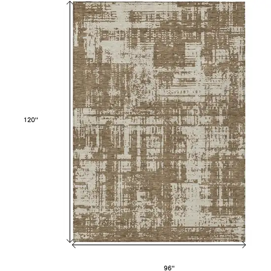 Brown And Beige Abstract Washable Indoor Outdoor Area Rug Photo 3