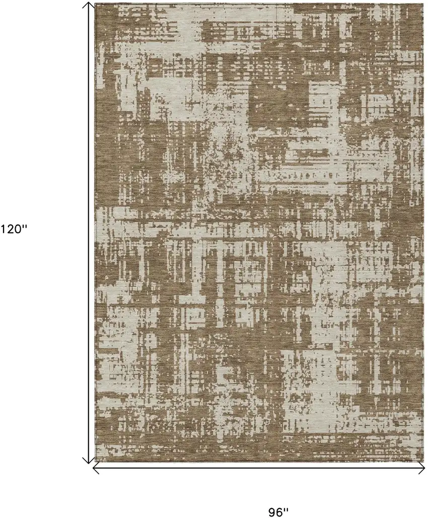 Brown And Beige Abstract Washable Indoor Outdoor Area Rug Photo 3