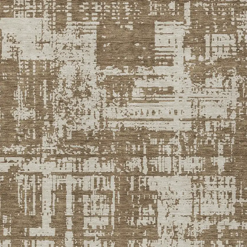 Brown And Beige Abstract Washable Indoor Outdoor Area Rug Photo 6