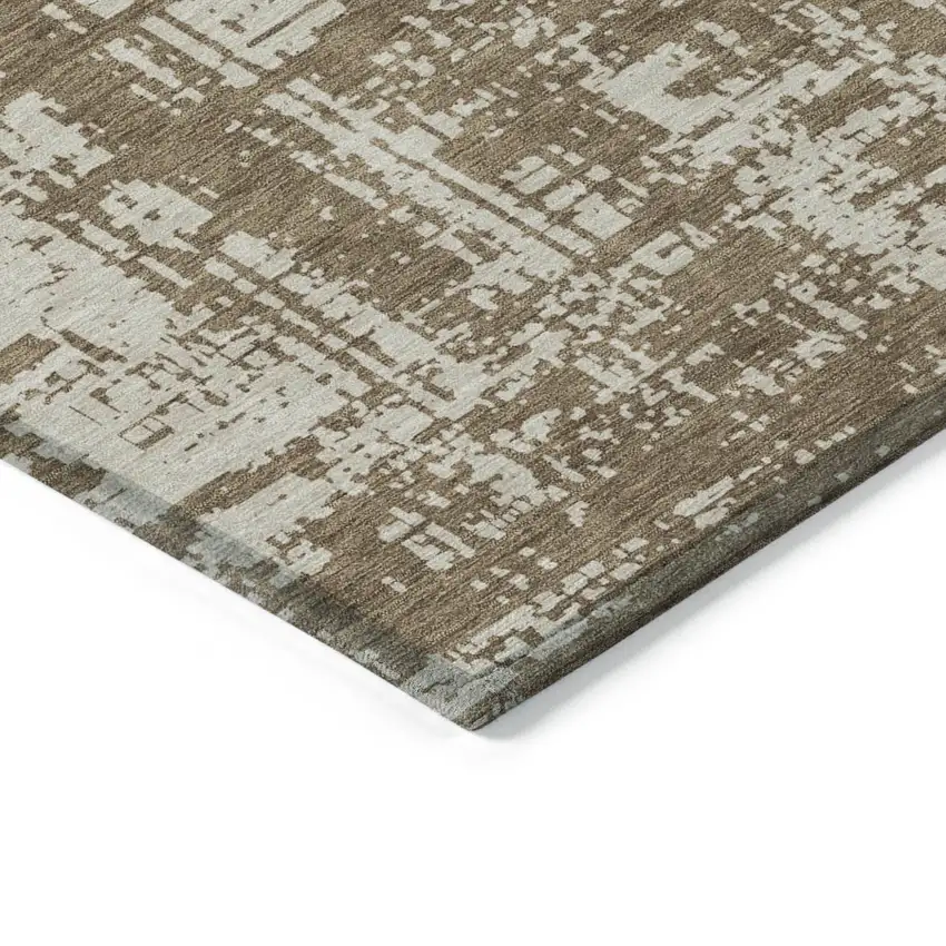Brown And Beige Abstract Washable Indoor Outdoor Area Rug Photo 5