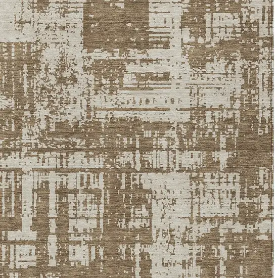 Brown And Beige Abstract Washable Indoor Outdoor Area Rug Photo 6