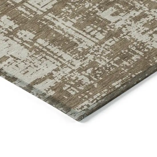 Brown And Beige Abstract Washable Indoor Outdoor Area Rug Photo 5