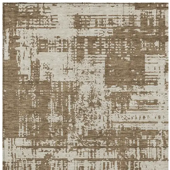 Brown And Beige Abstract Washable Indoor Outdoor Area Rug Photo 6
