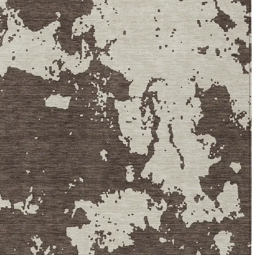 Brown And Beige Abstract Washable Indoor Outdoor Area Rug Photo 6