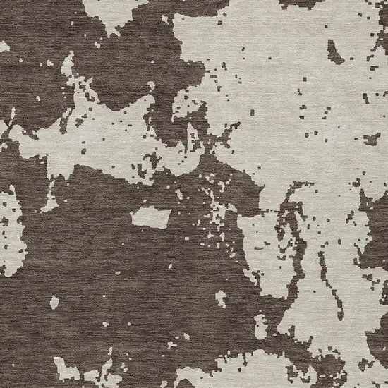 Brown And Beige Abstract Washable Indoor Outdoor Area Rug Photo 6