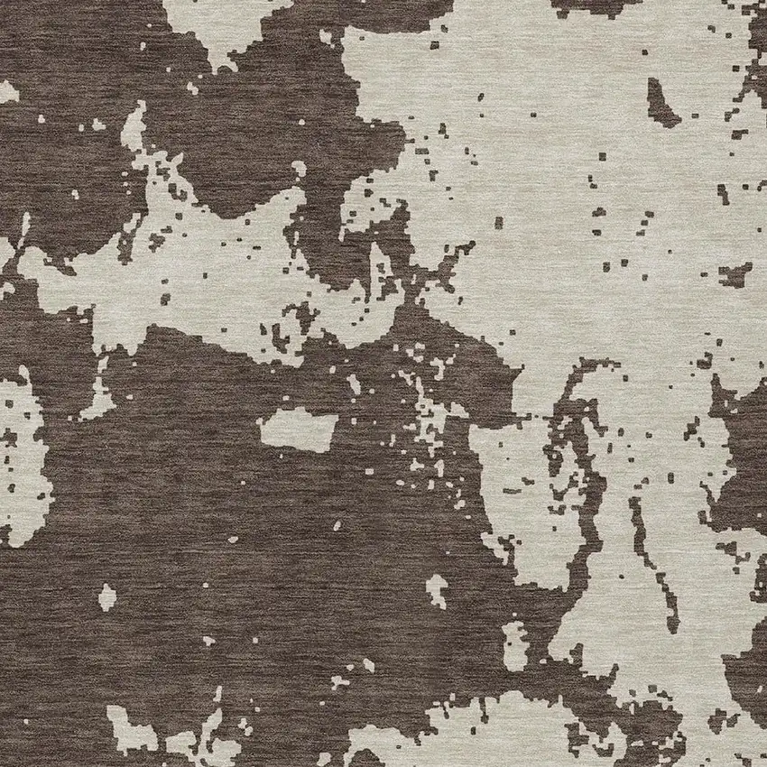 Brown And Beige Abstract Washable Indoor Outdoor Area Rug Photo 6