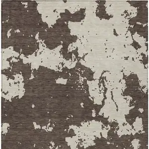Photo of Brown And Beige Abstract Washable Indoor Outdoor Area Rug