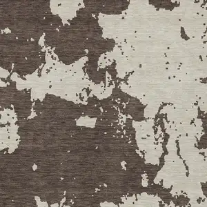 Photo of Brown And Beige Abstract Washable Indoor Outdoor Area Rug