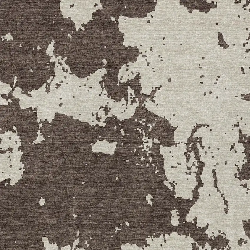 Brown And Beige Abstract Washable Indoor Outdoor Area Rug Photo 6