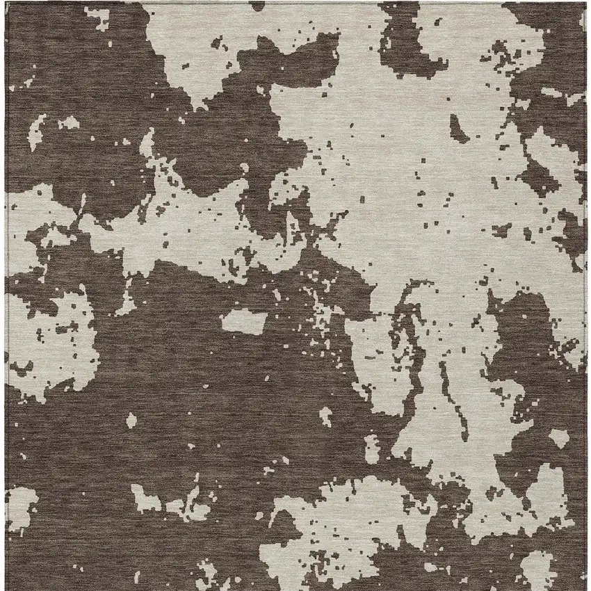 Brown And Beige Abstract Washable Indoor Outdoor Area Rug Photo 7