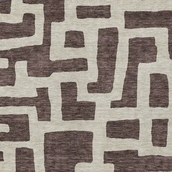 Brown And Beige Abstract Washable Indoor Outdoor Area Rug Photo 6