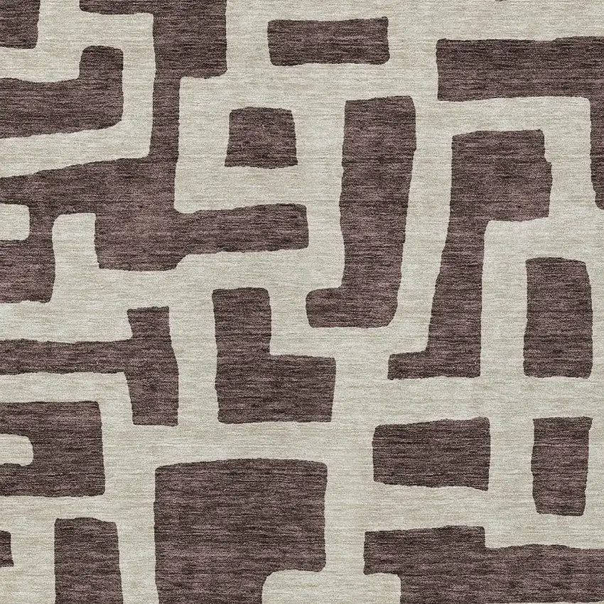 Brown And Beige Abstract Washable Indoor Outdoor Area Rug Photo 6